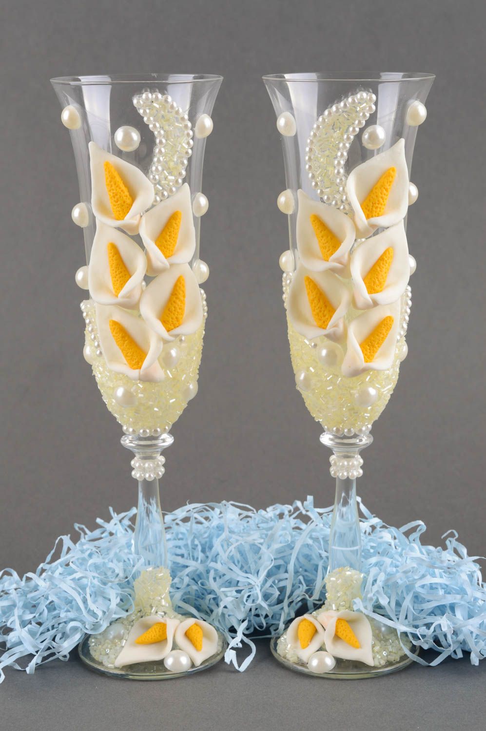Бокалы для шампанского бокалы ручной работы оригинальные подарки на свадьбу фото 1
