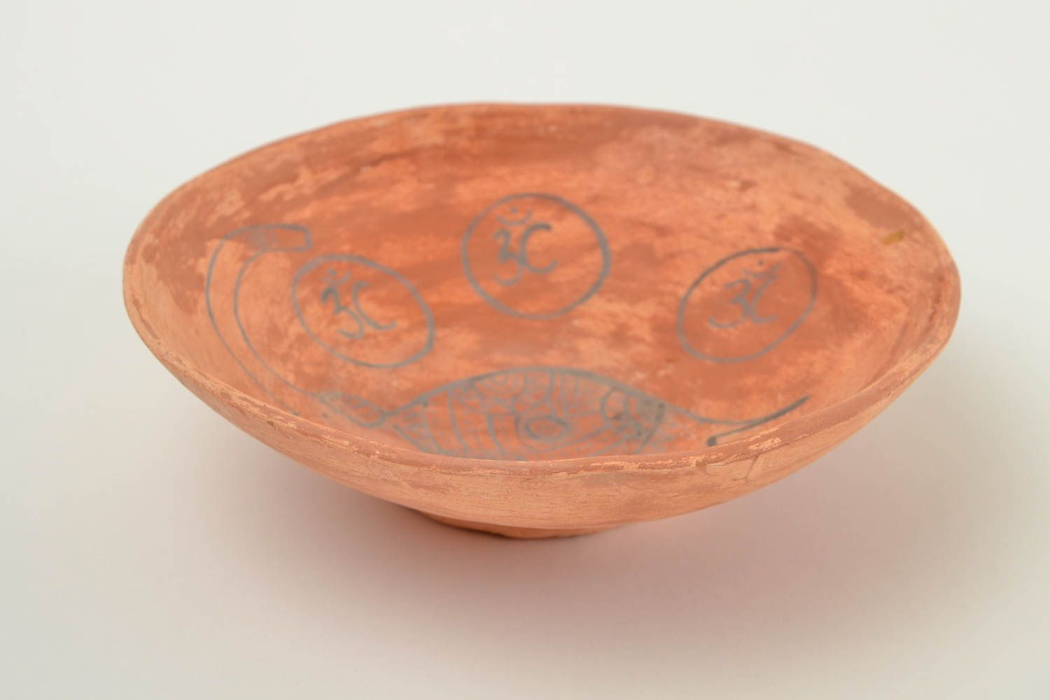 Керамическая тарелка ручной работы глиняная посуда расписная тарелка Слон фото 4