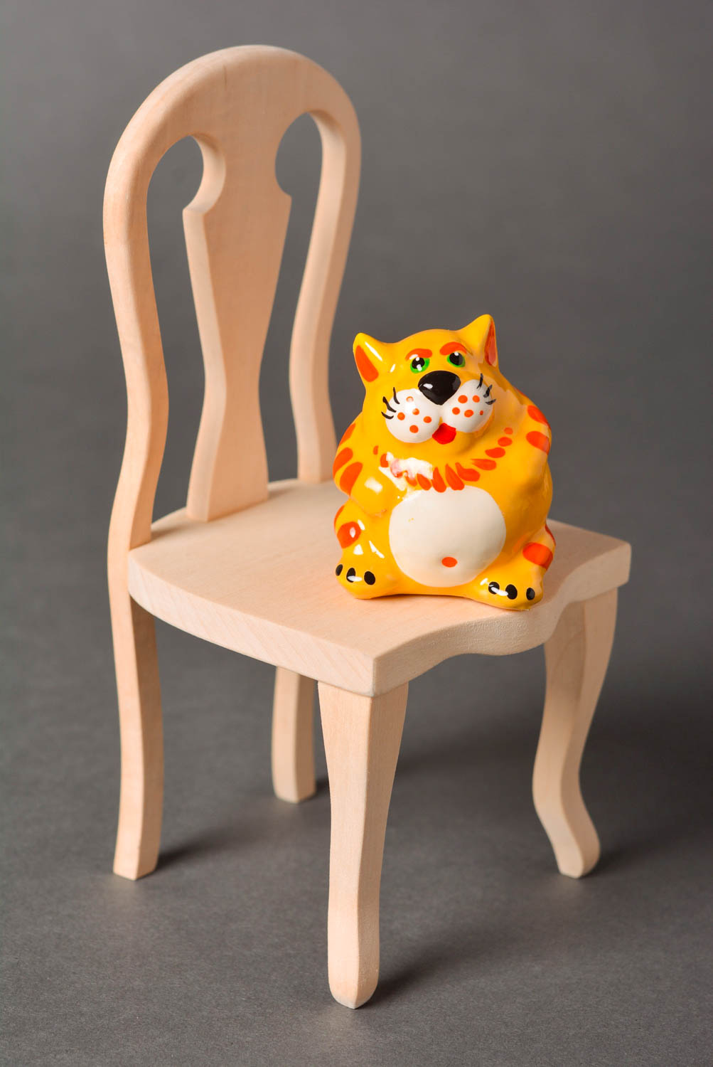 Figura artesanal regalo para niña adorno para casa gato hecho a mano de yeso  foto 1
