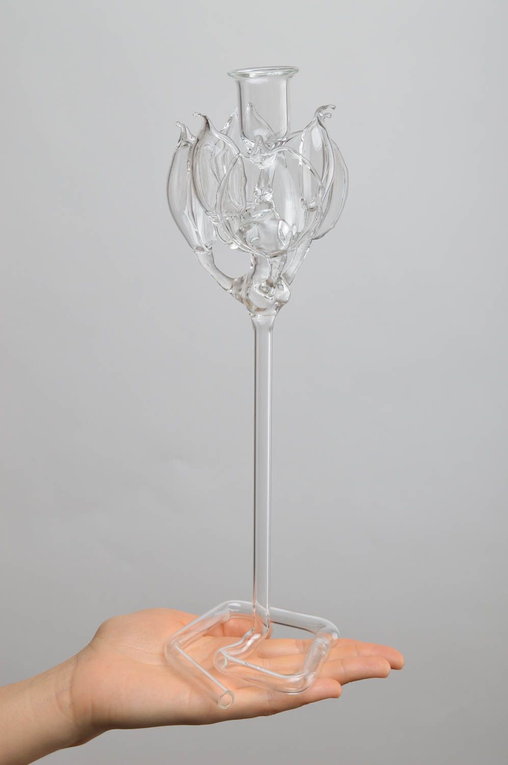 Portavelas de vidrio hecho a mano decoración hogar objeto decoración de cristal foto 4