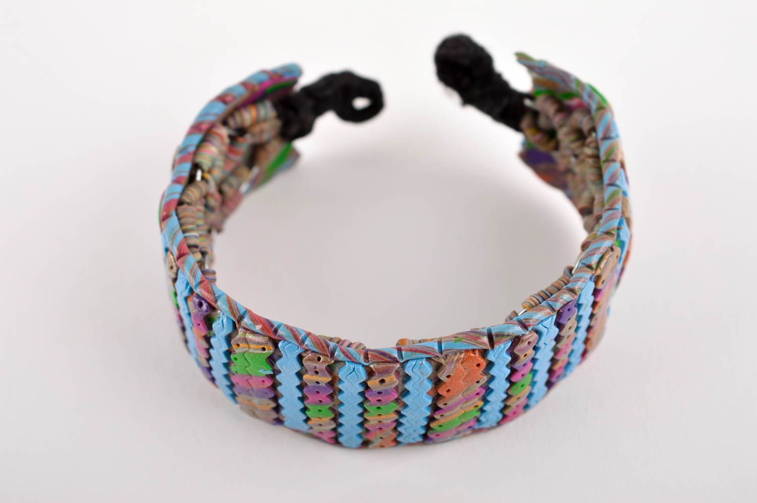 Polymer clay bracelet handmade plastic bracelet wide bracelet for girls photo 2