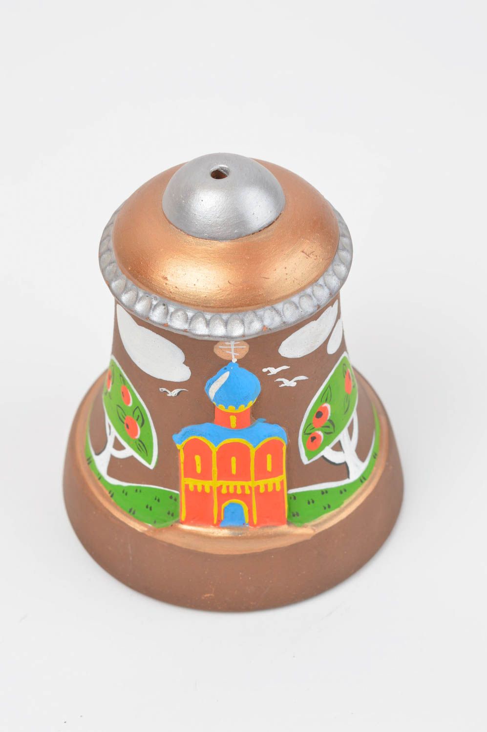 Campanella decorativa fatta a mano in ceramica souvenir in terracotta originale foto 3