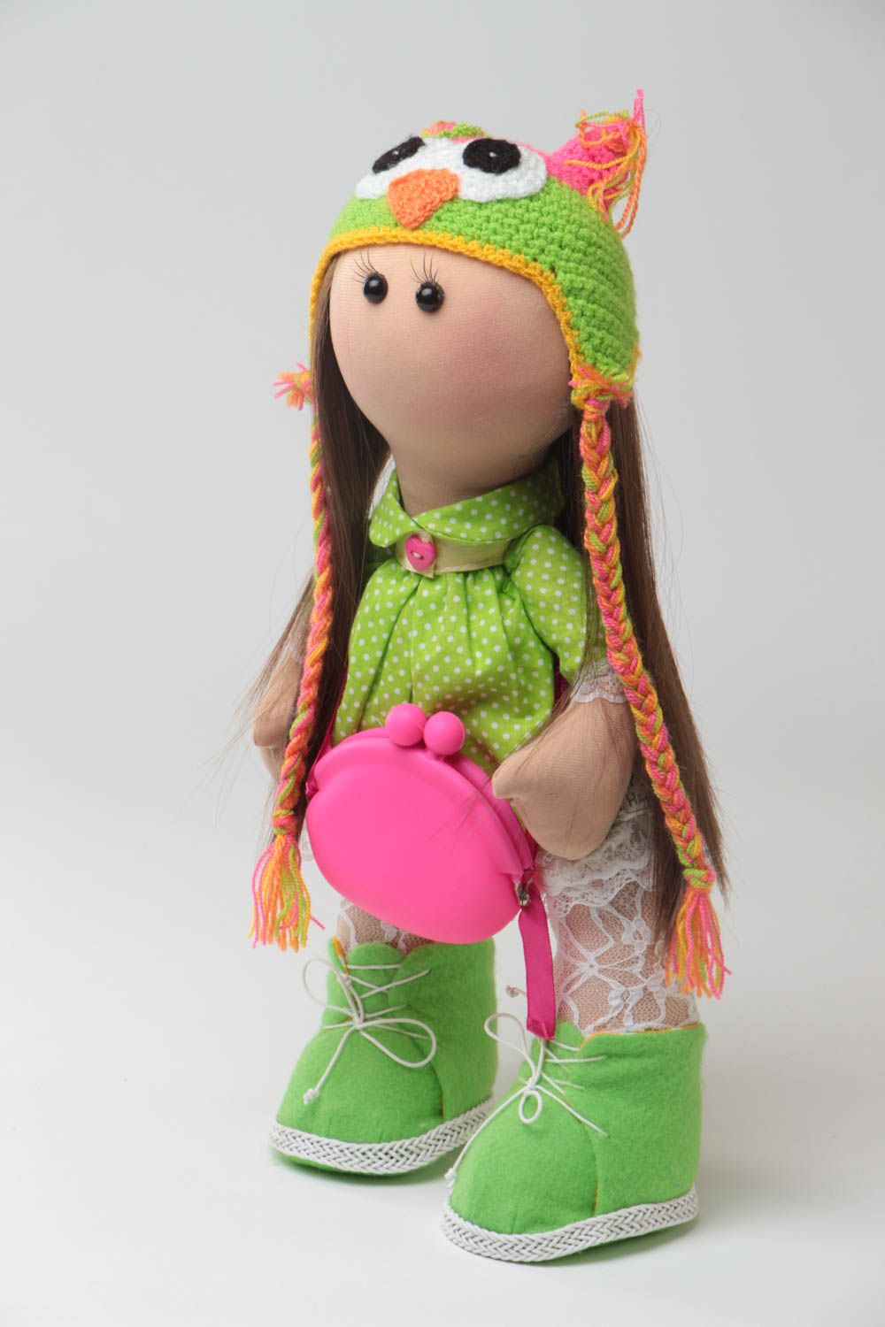 Beautiful handmade cotton fabric soft doll children's toy Fashionista photo 2