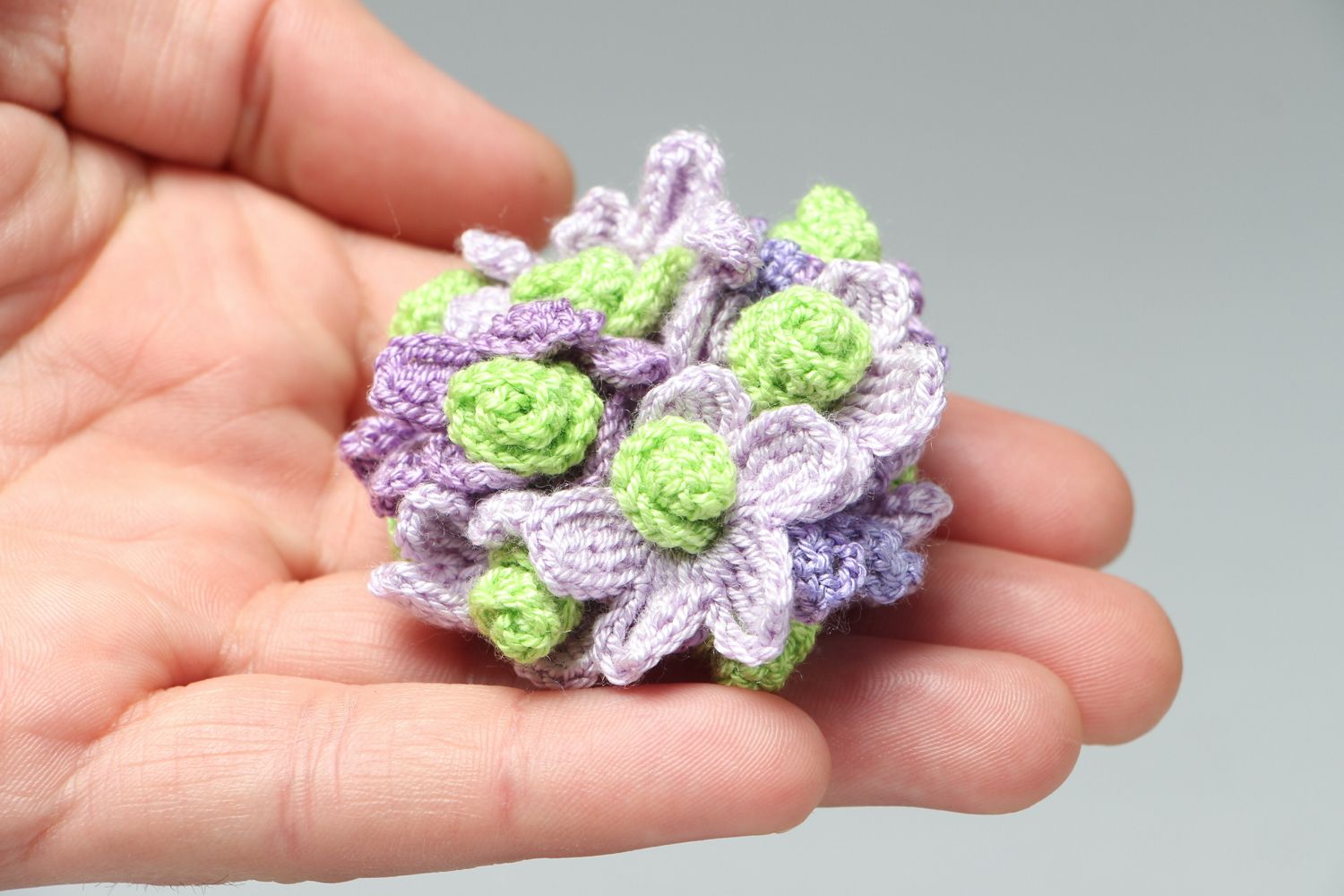 Crochet flower brooch Lilac Bouquet photo 4