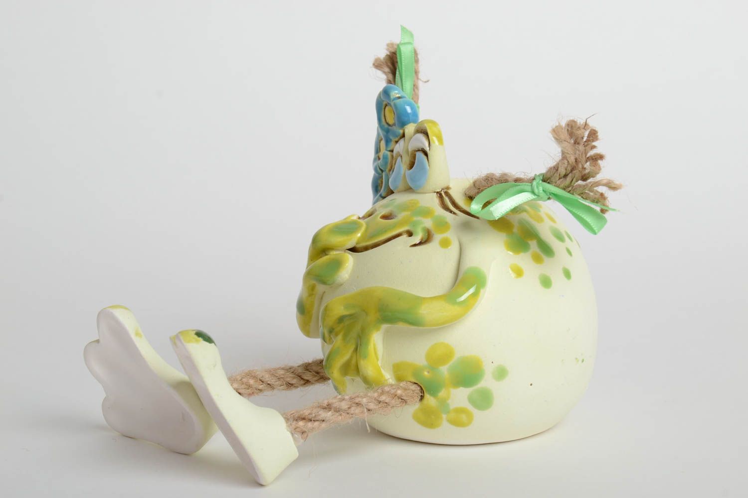Keramik Handarbeit lustige Sparbüchse Spardose Frosch Ton Deko originell foto 5
