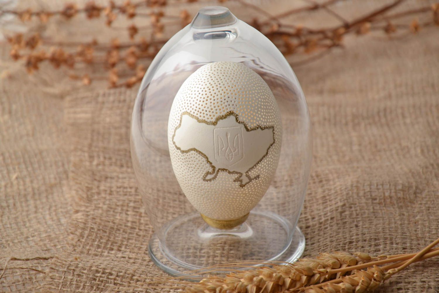 Huevo de ganso con grabado Ucrania foto 1