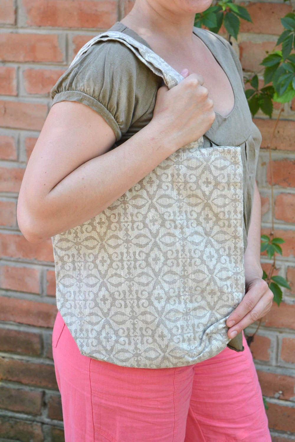 Eco-bag with long handles bright beautiful stylish handmade purse for women photo 1