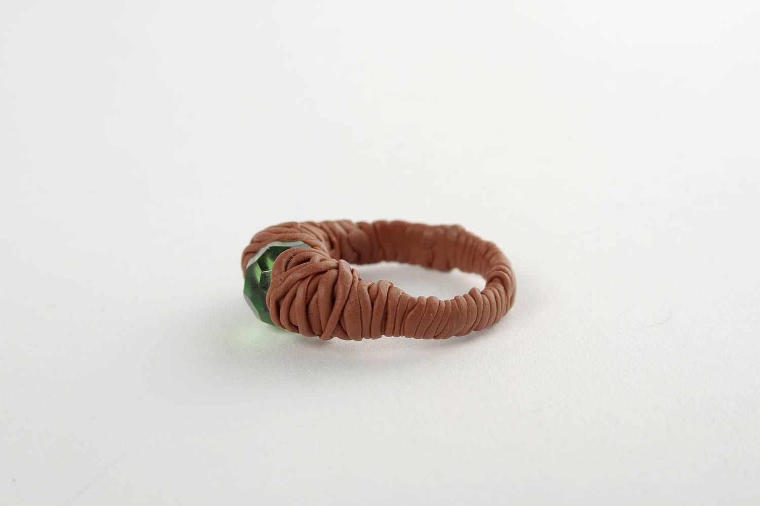 Кольцо ручной работы кольцо для девушек украшение из полимерной глины и бисера фото 4