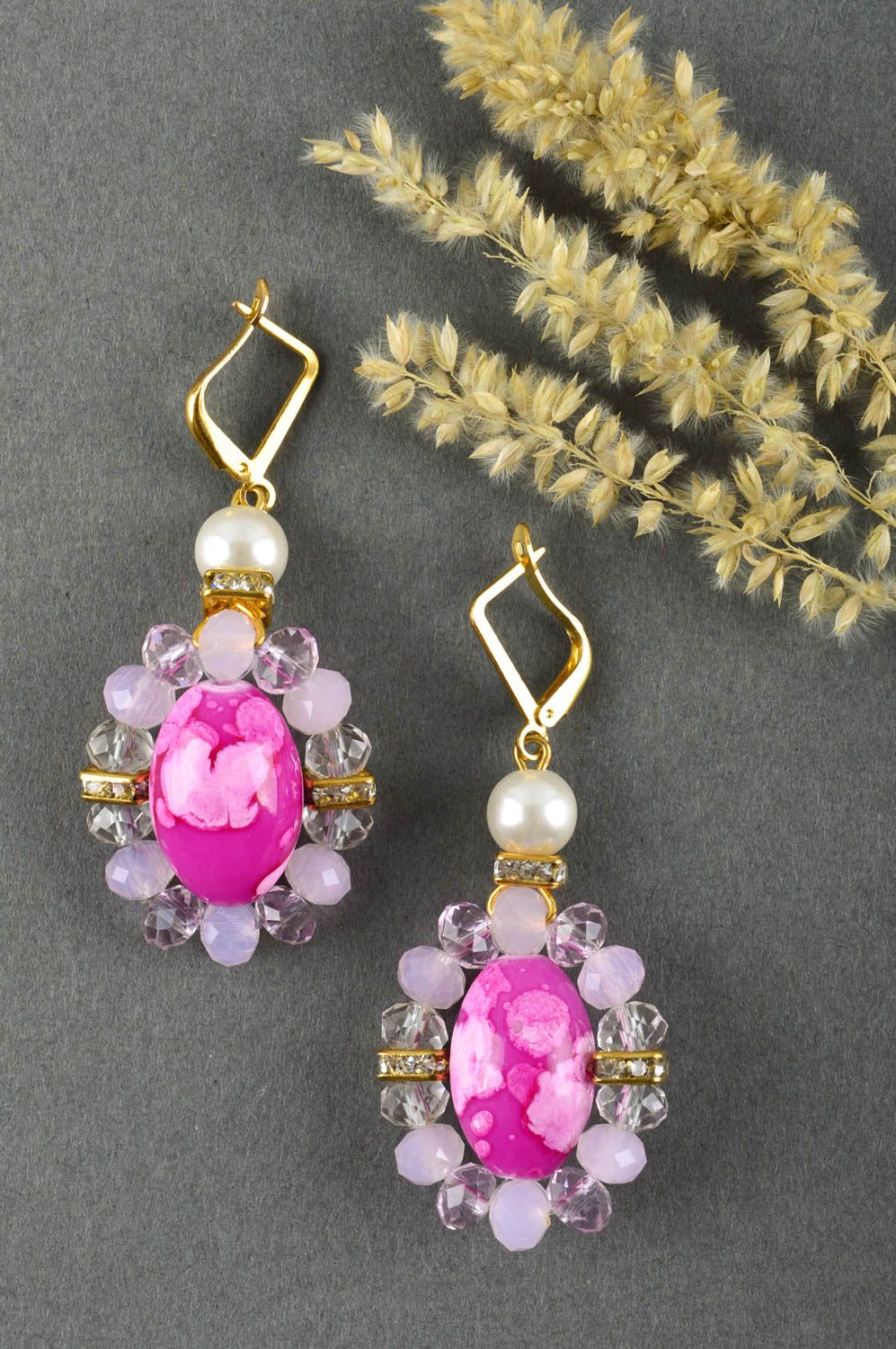 Rosa Ohrringe handmade Modeschmuck Ohrringe schönes Accessoire für Frauen foto 1