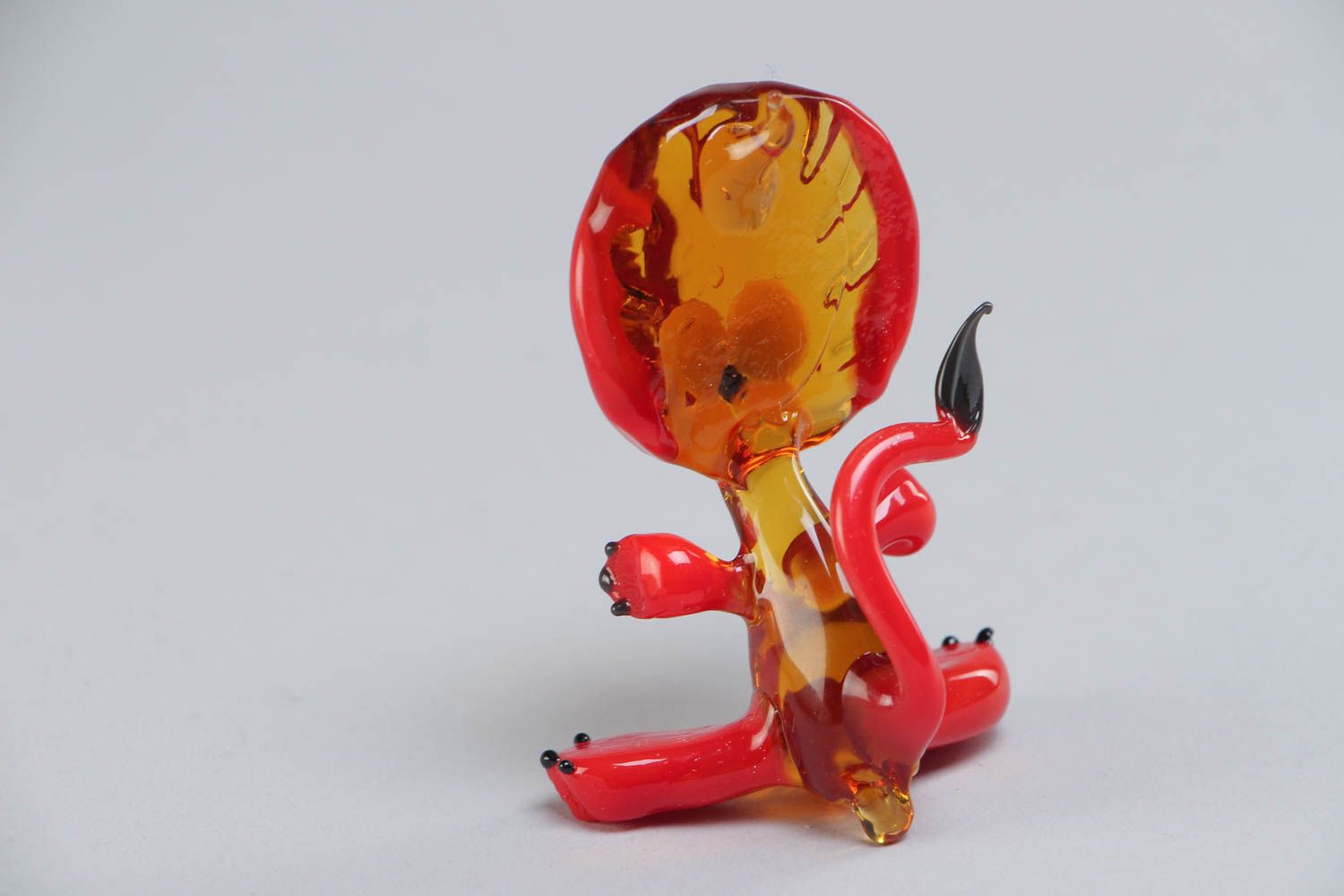 Figurine en verre chalumeau design originale faite main couleur rouge Lion photo 4