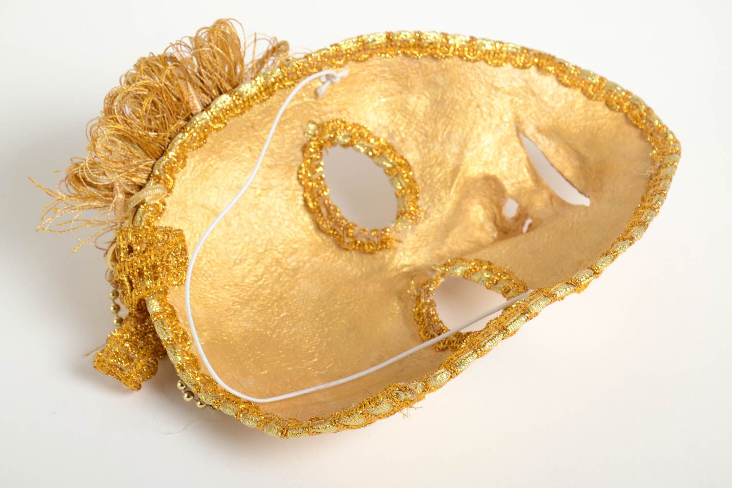 Maske Karneval handmade Venezianische Maske Accessoire für Frauen goldfarben foto 3