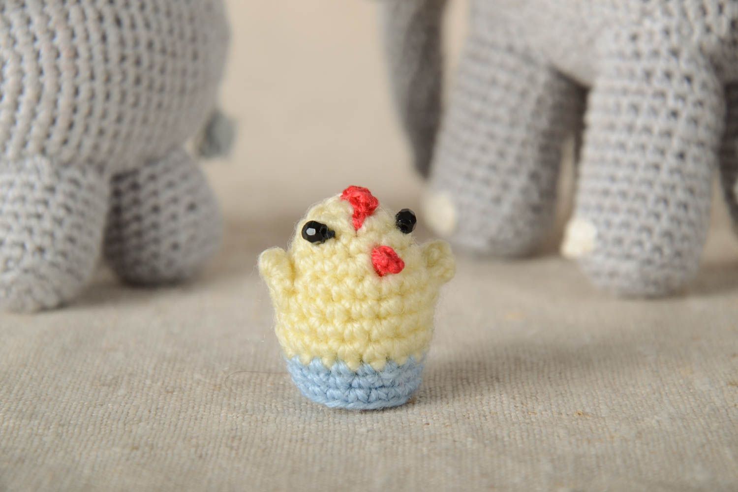 Handmade crocheted toy designer soft stuffed chicken toy present for kids photo 1