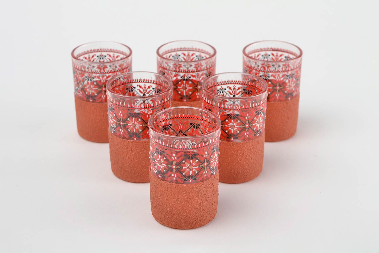 6 Verres shooter fait main Vaisselle en verre rouges pour vodka Art de la table photo 1