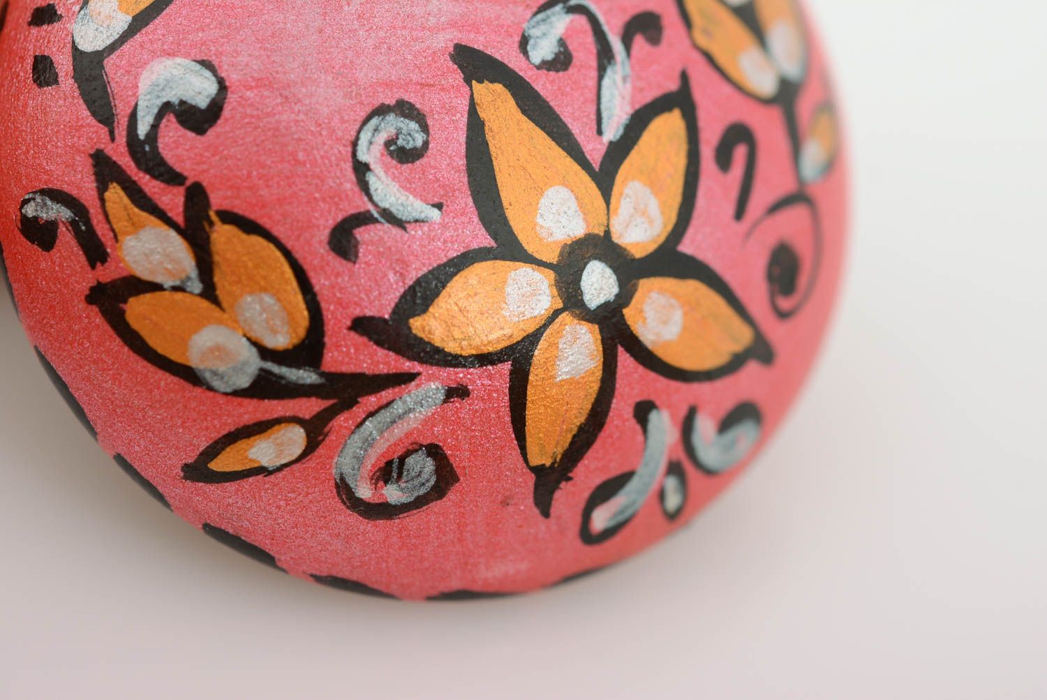 Élastique à cheveux en bois peint à l'acrylique fait main rose à fleurs photo 4