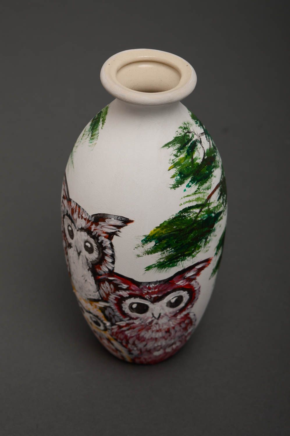 9 inches handmade Japanese style ceramic vase with owls 1 lb photo 4