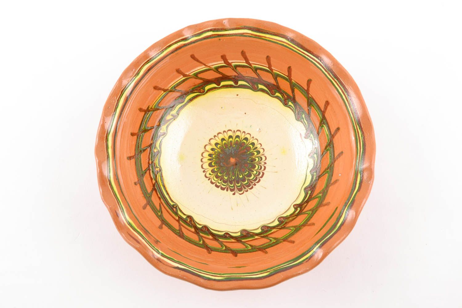 Ceramic bowl coated with glaze using flyandrovka painting technique photo 3