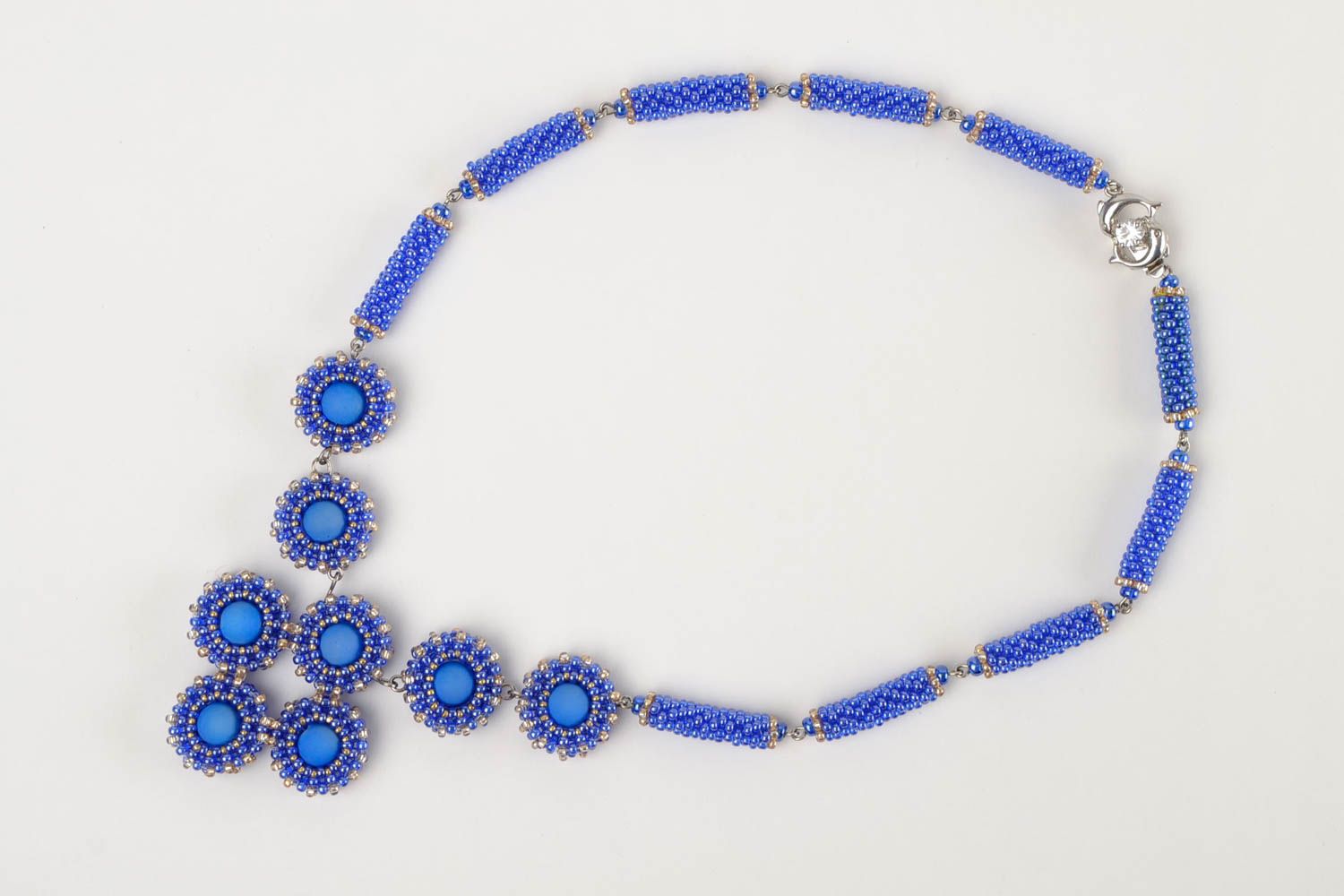 Handmade Rocailles Kette lange Halskette Collier blau für Frauen originell  foto 3