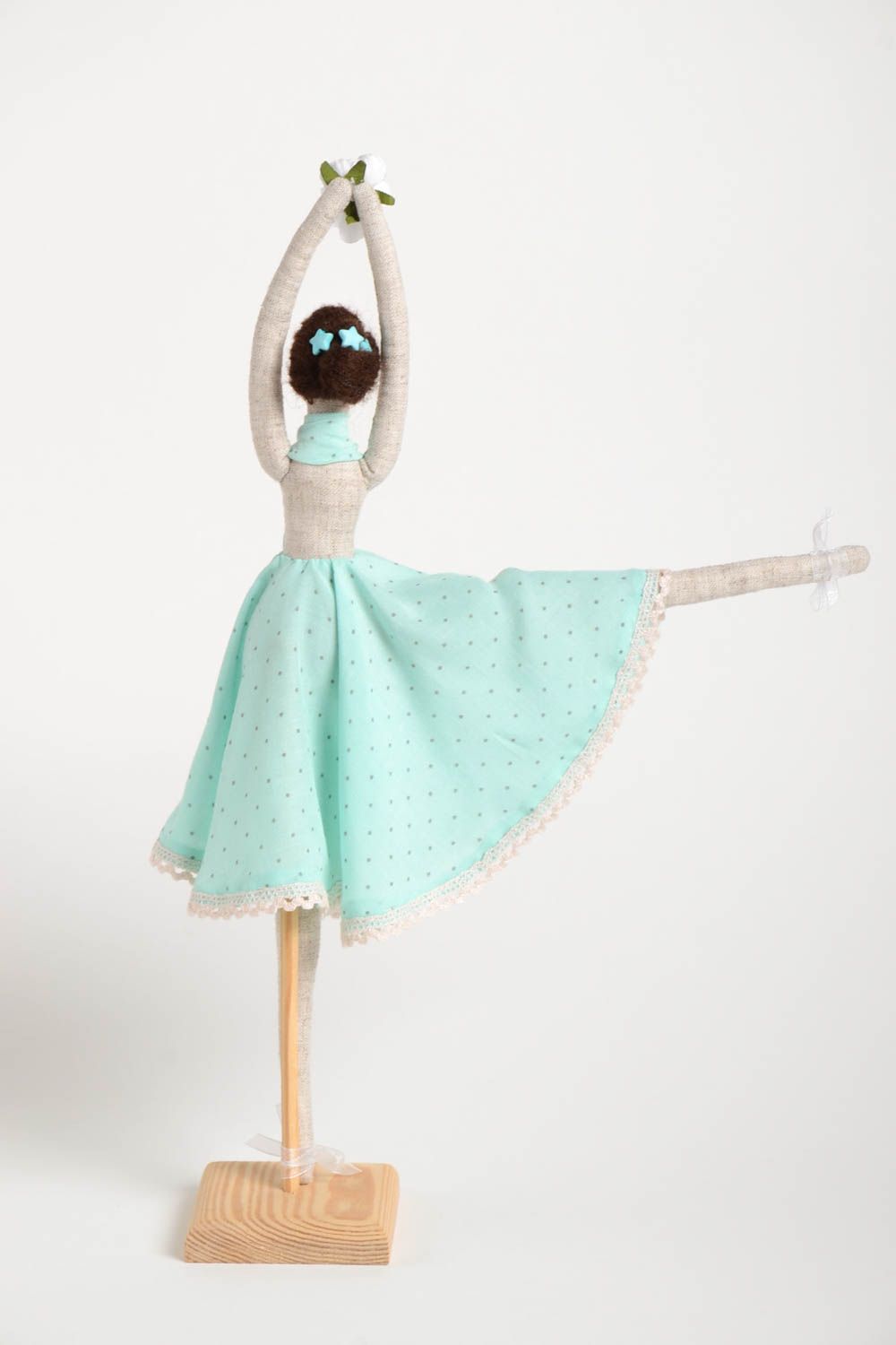 Дизайнерская кукла игрушка ручной работы авторская кукла балерина в голубом фото 3