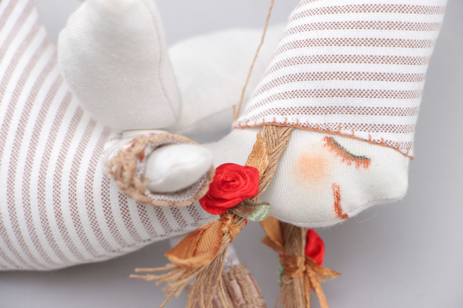 Handmade soft doll sewn of cotton and linen tender light fairy for children photo 2