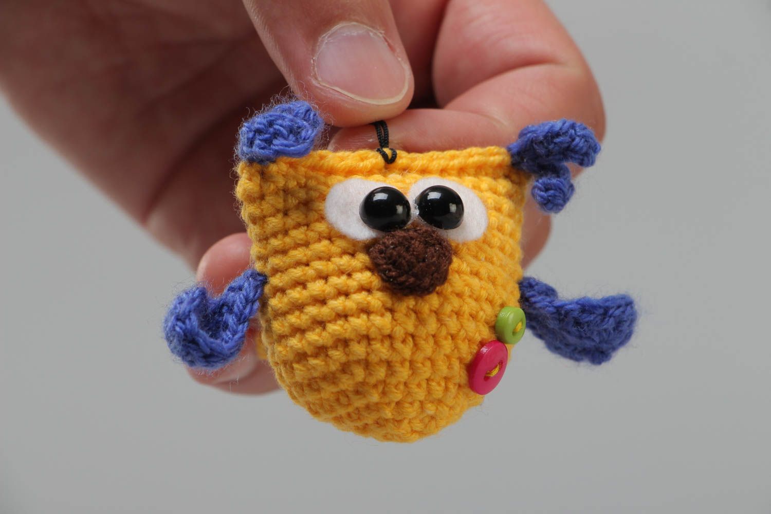 Handmade keychain with small funny soft toy crocheted of acrylic threads Owl photo 5