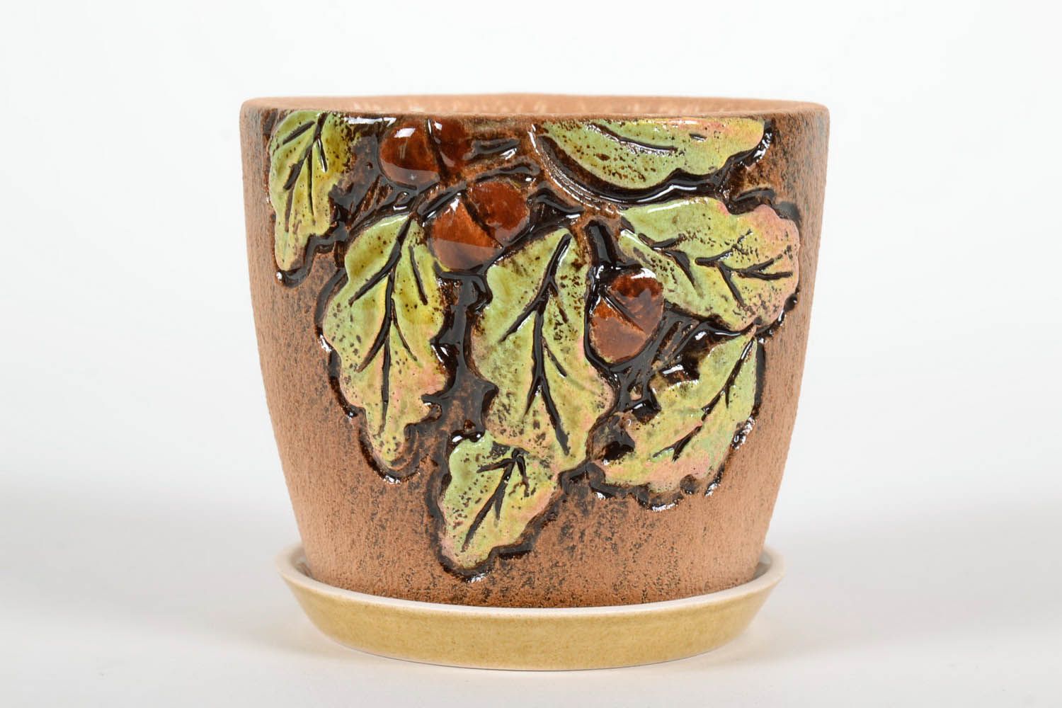 Vaso in ceramica per piante fatto a mano vaso di coccio per fiori con sottovaso  foto 1