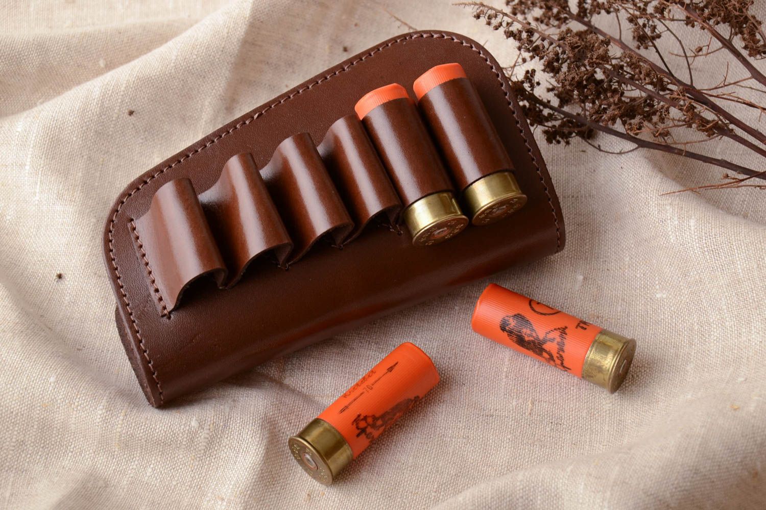Leather bandolier for 6 cartridges photo 1
