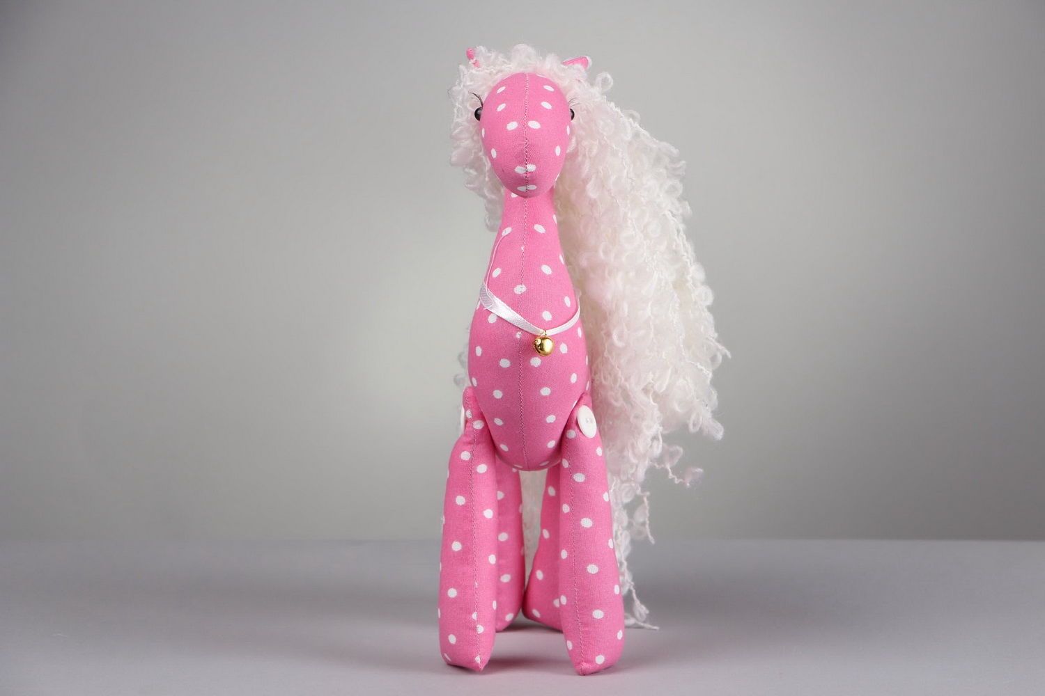 Handmade Spielzeug Stofftier rosa Pferd foto 3