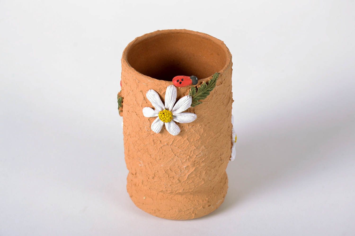 Small handmade clay terracotta vase for girl's desk décor 0,7 lb photo 3