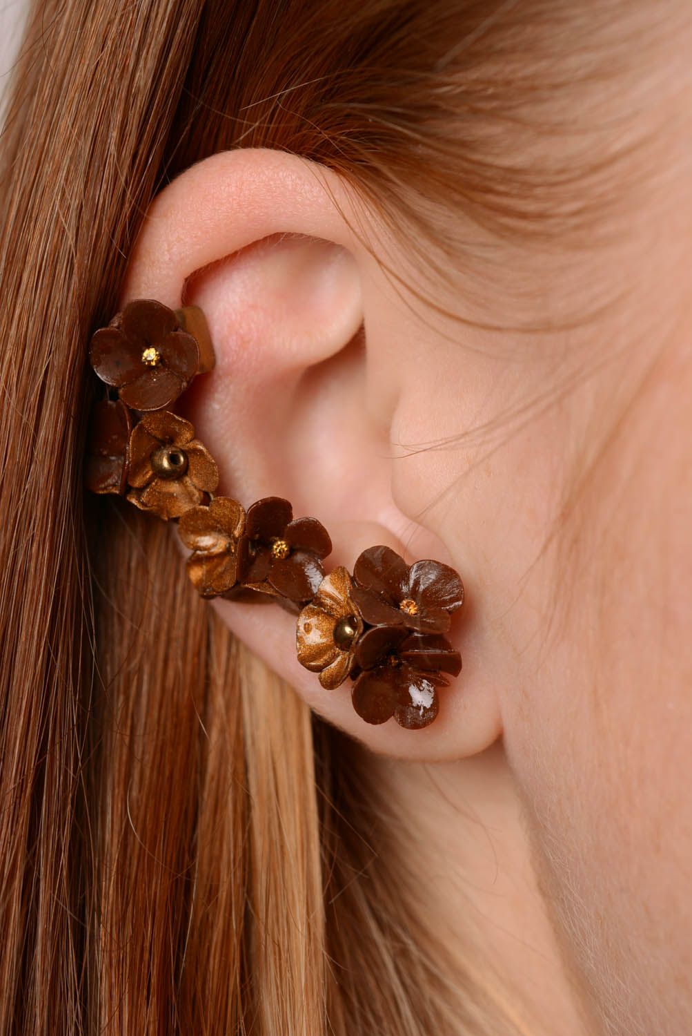 Brown cuffs earrings Chocolate photo 3