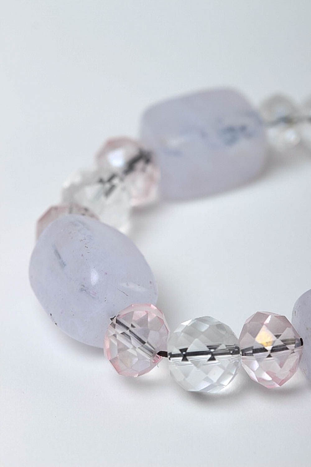 Bracelet quartz verre transparent Bijou fait main imitation pierre Cadeau femme photo 3