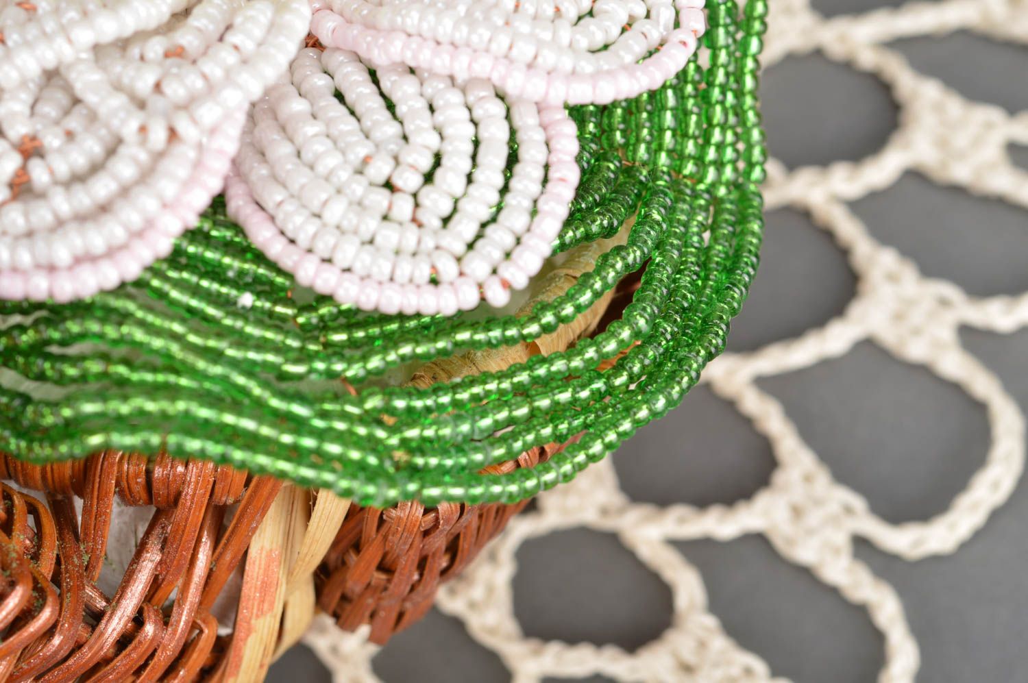 Декоративная салфетка и плетеное кашпо настольный декор для дома хэнд мэйд фото 4
