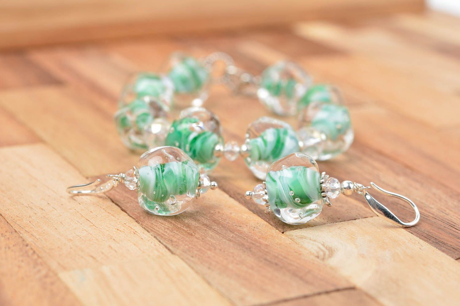Lampwork earrings handmade glass bracelet glass accessories for girls photo 2