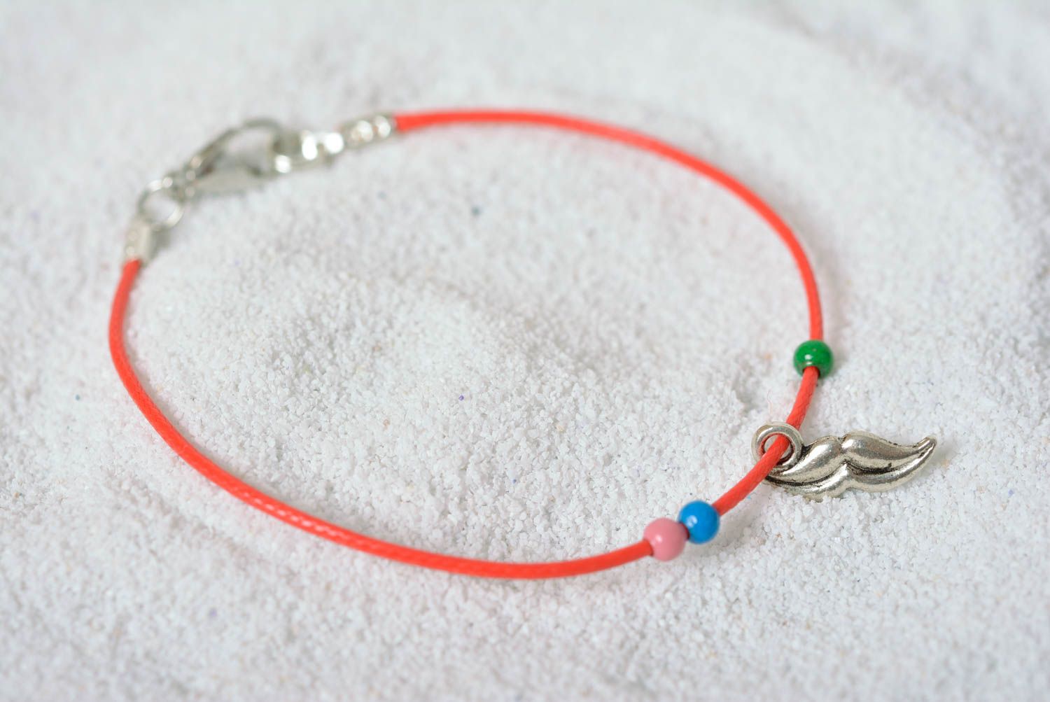 Handmade present for girls elegant accessory stylish bracelet red bracelet photo 1