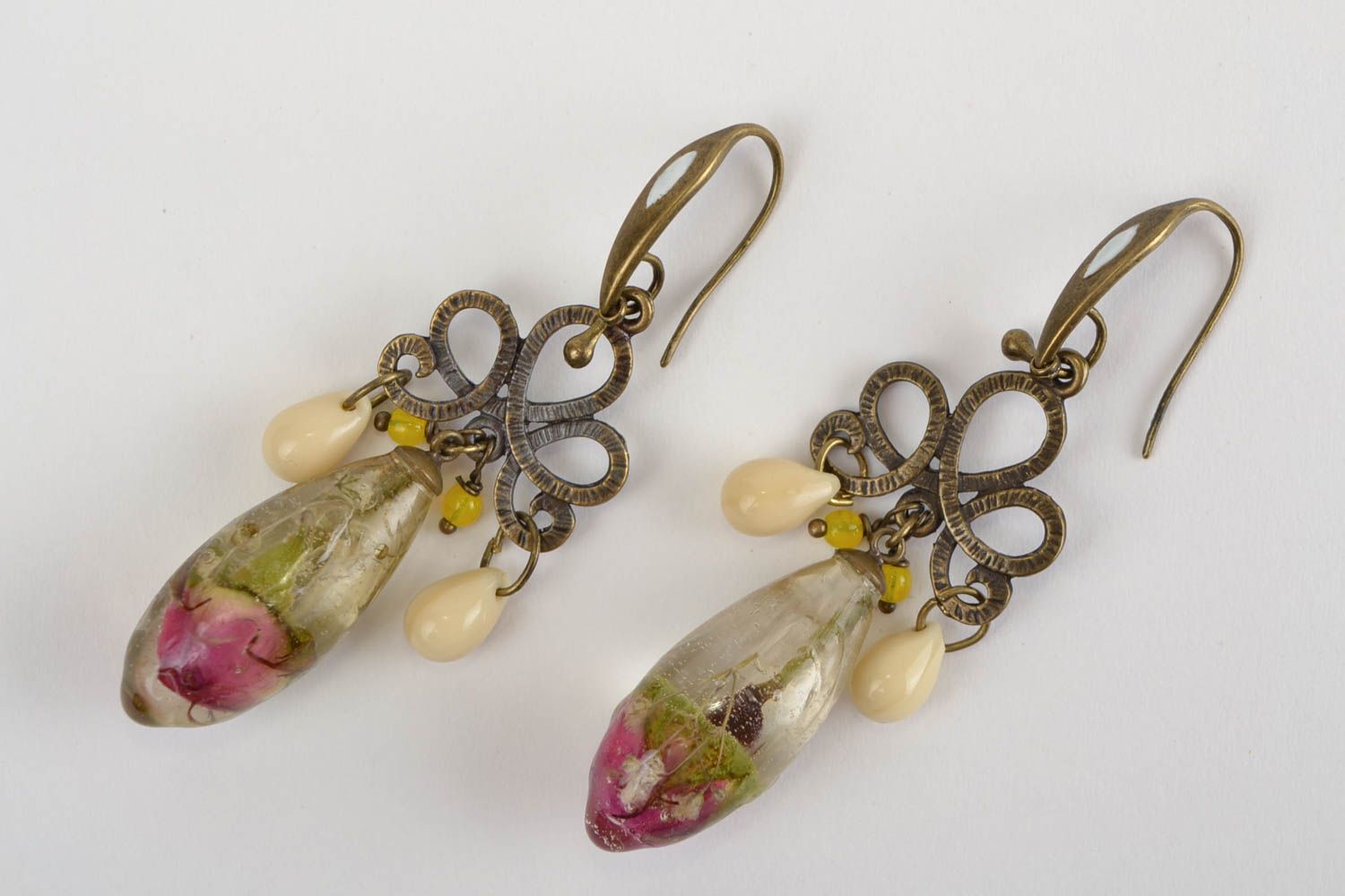 Handmade earrings epoxy resin handcrafted jewelry dangling earrings gift for her photo 7