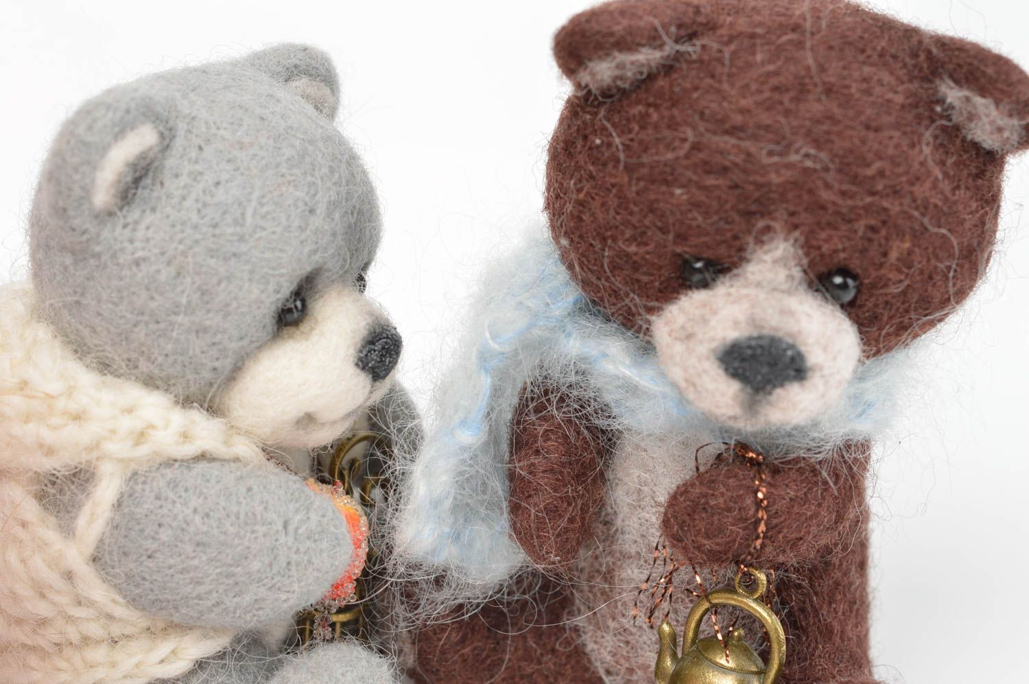 Jouets ours fait main Déco maison 2 pièces Cadeau original laine feutrée photo 5