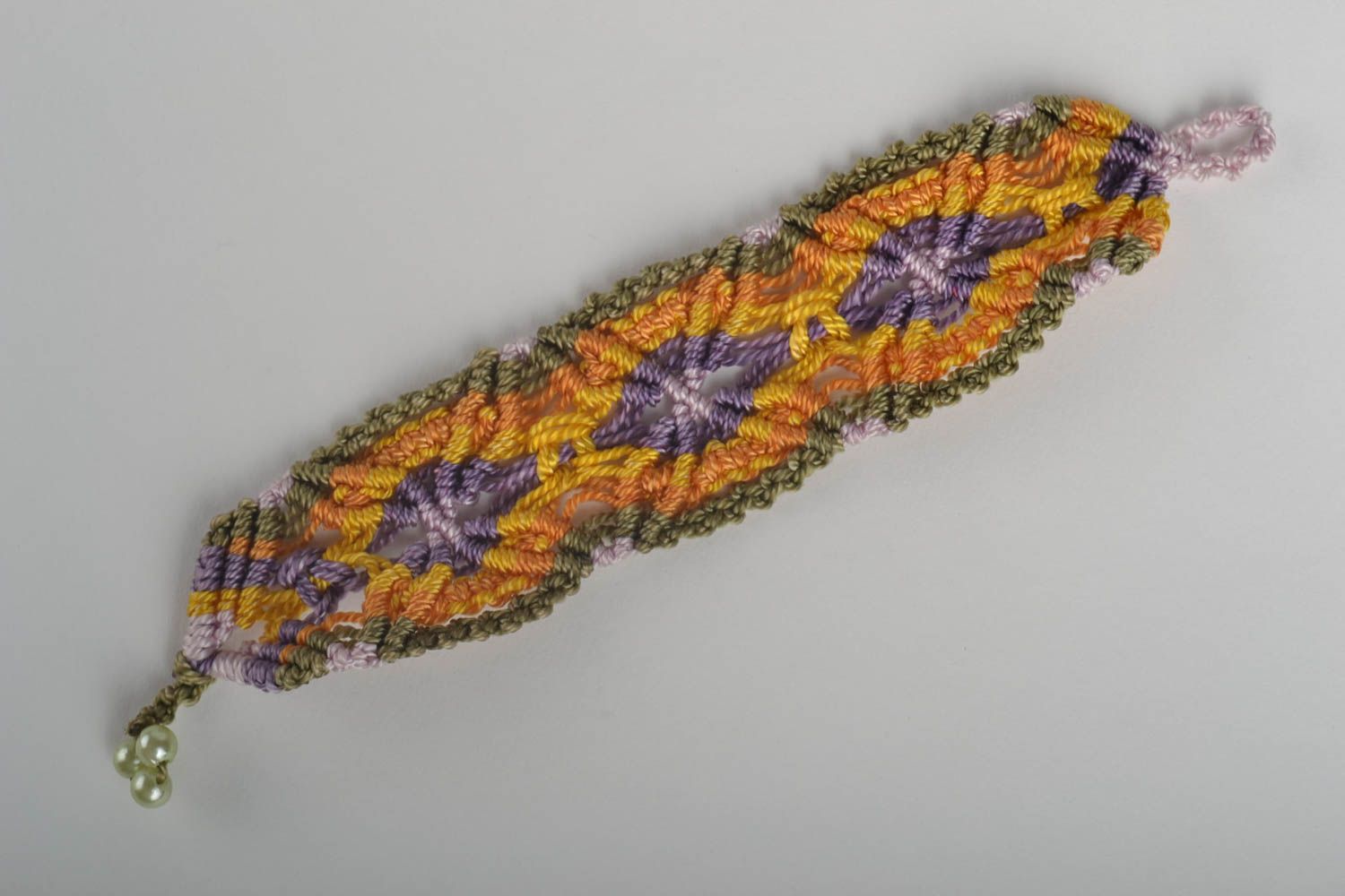 Bracelet of threads handmade macrame bijouterie designer textile jewelry present photo 1