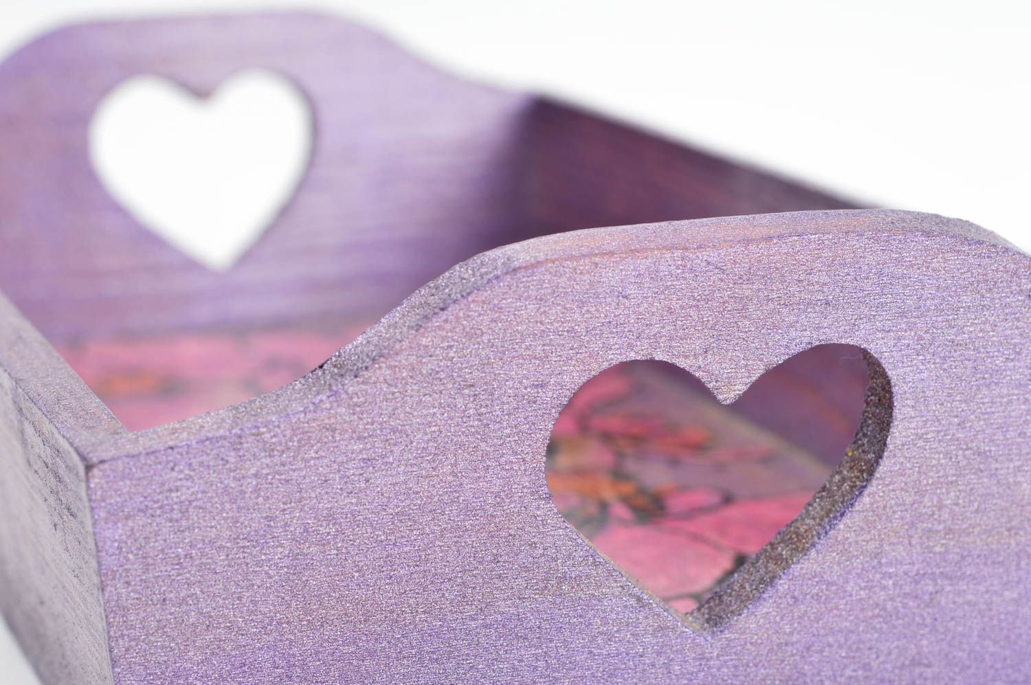 Bonbonnière en bois fait main Vaisselle décorative violette Cadeau original photo 3