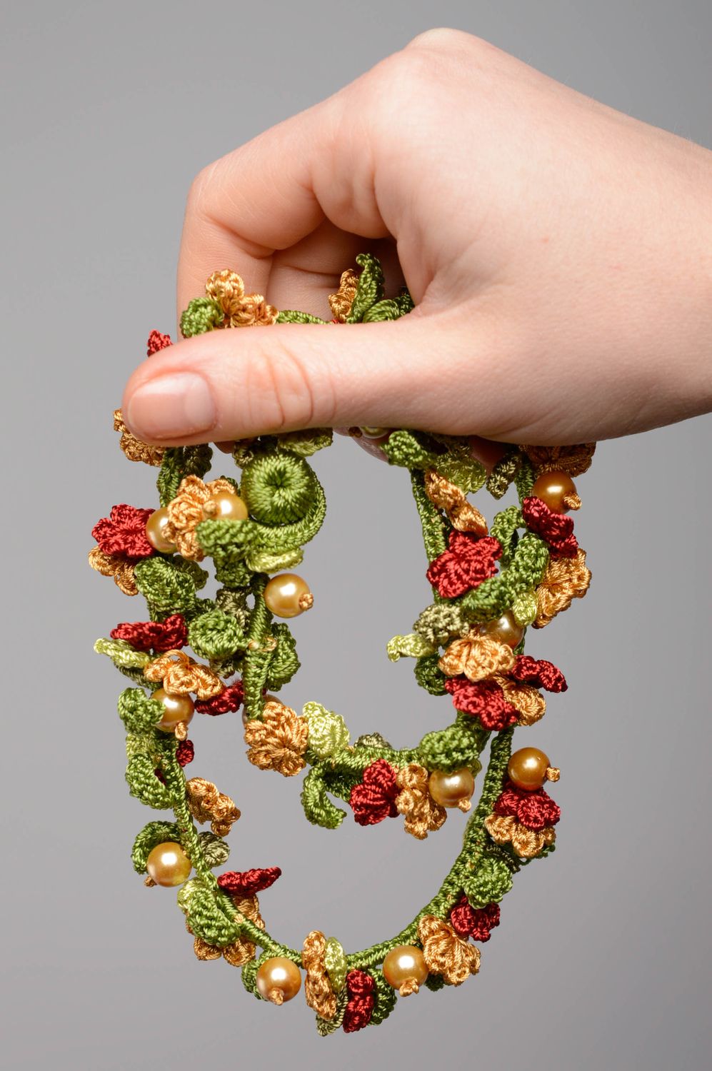 Handmade crochet necklace Flower Garden photo 3