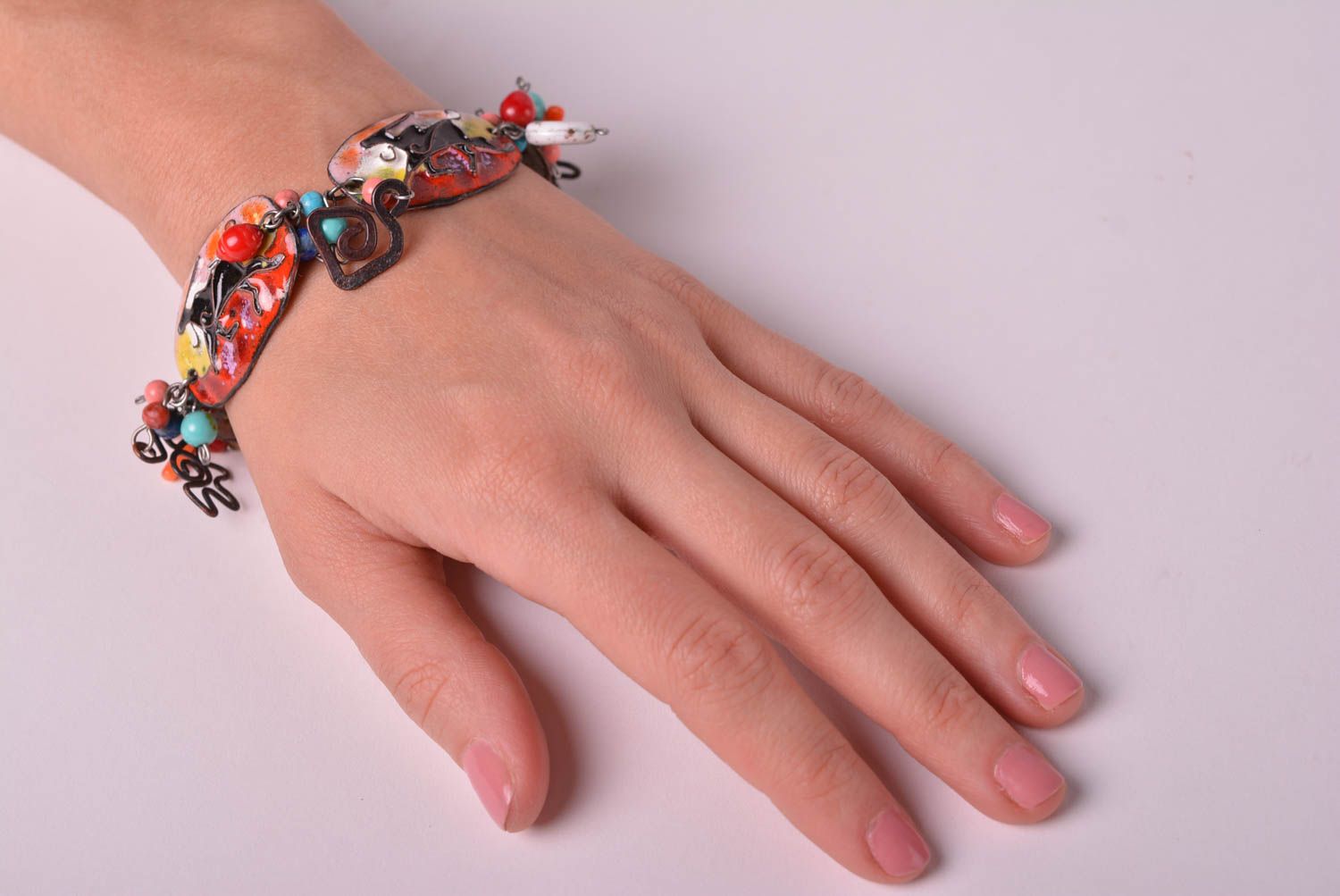 Bracelet en cuivre Bijou fait main original Cadeau pour femme couleur vive photo 1