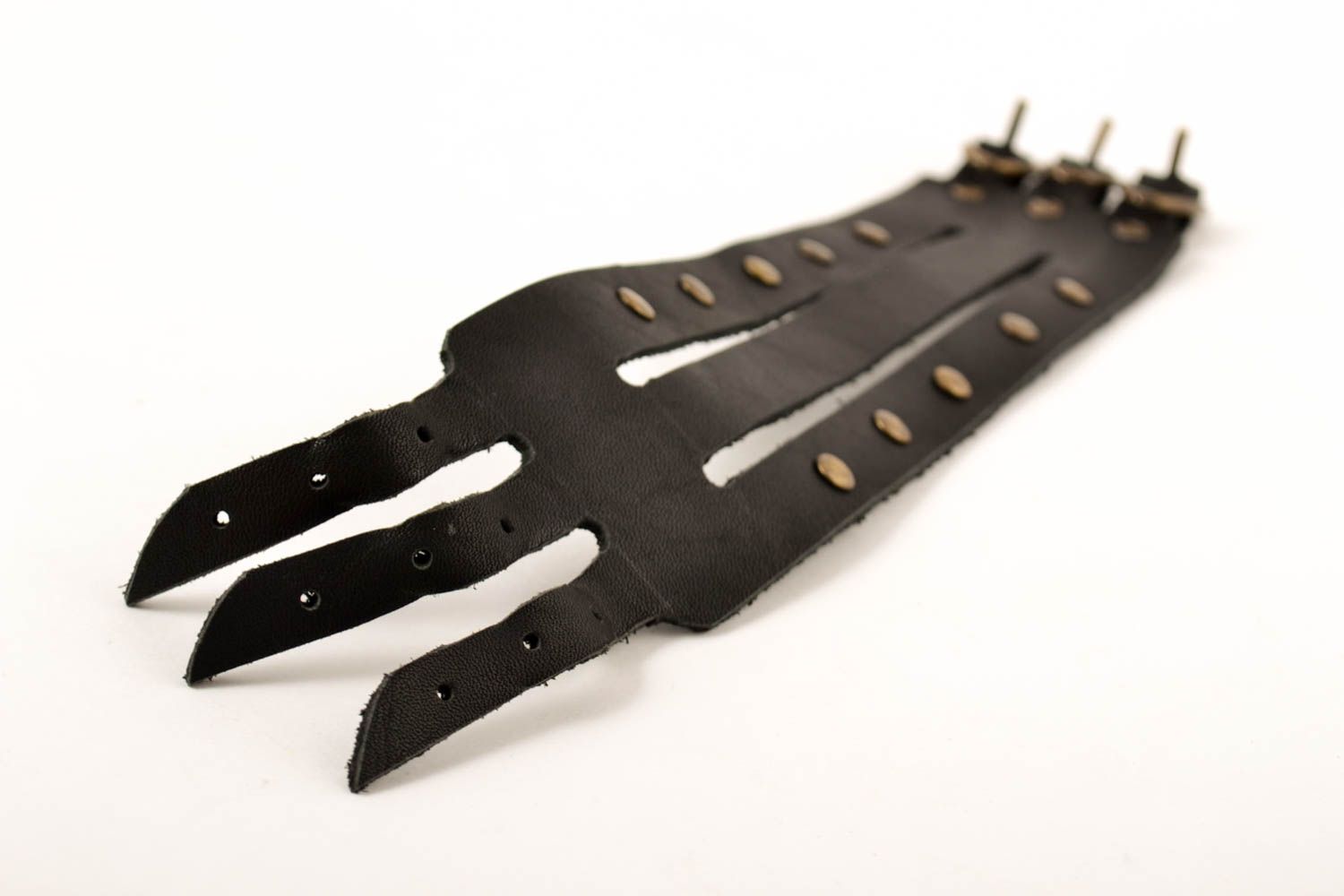 Handmade Leder Armband breit schwarz Designer Schmuck Accessoire für Männer  foto 3