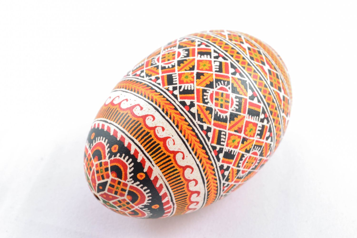 Handmade painted Easter egg with patterns photo 3