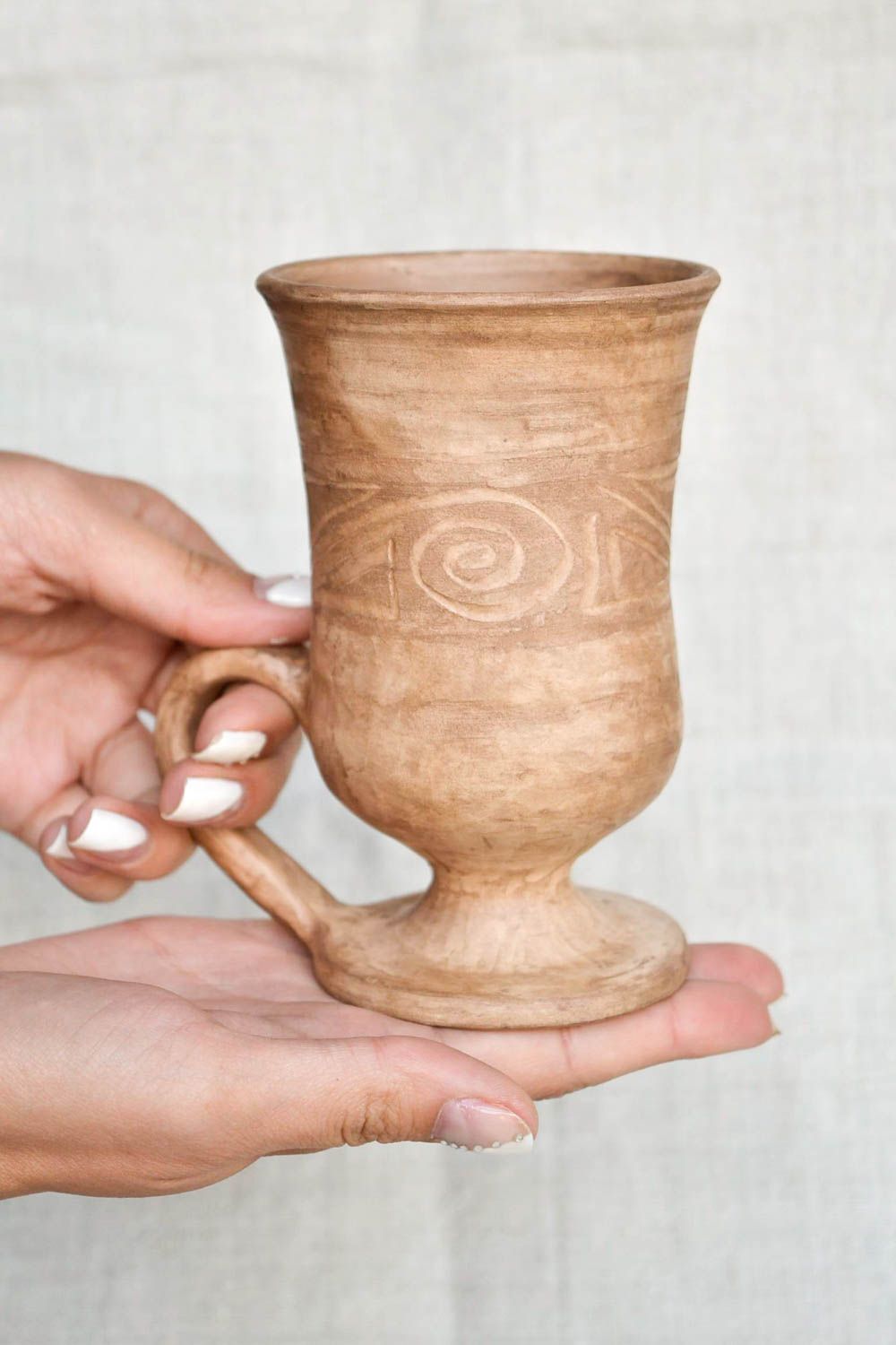 Copa de barro artesanal vasija de cerámica para tomar coñac regalo original foto 2