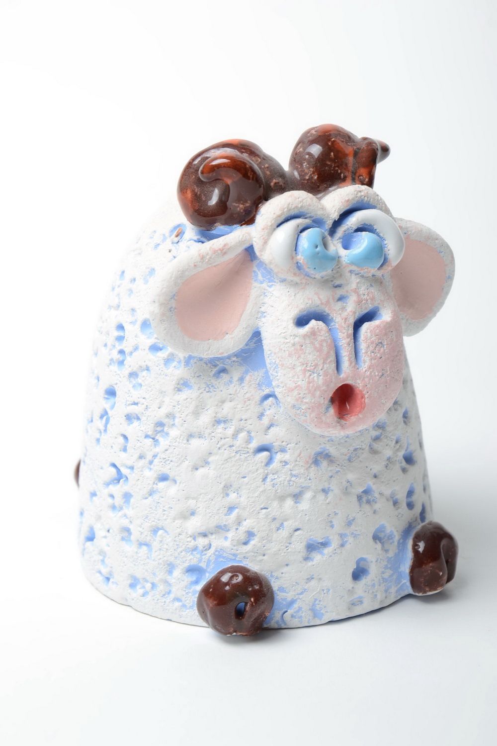 Grelle lustige bemalte Keramik Spardose aus Ton Halbporzellan Schaf Handarbeit foto 2