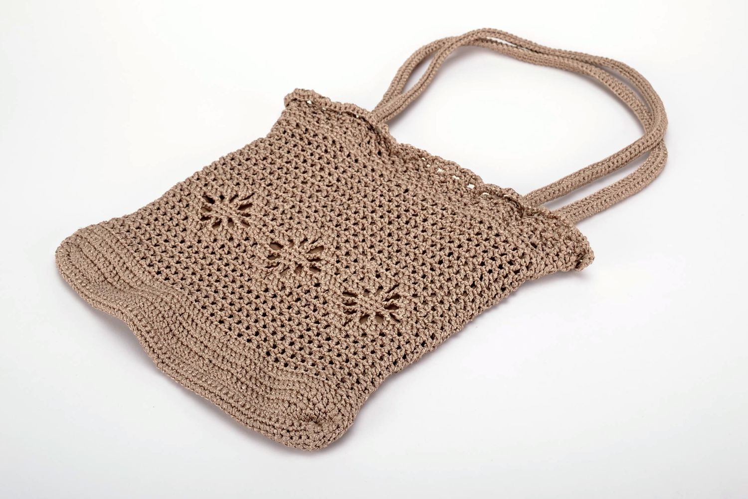 Bolsa de tricô feito à mão de cabo de viscose foto 4