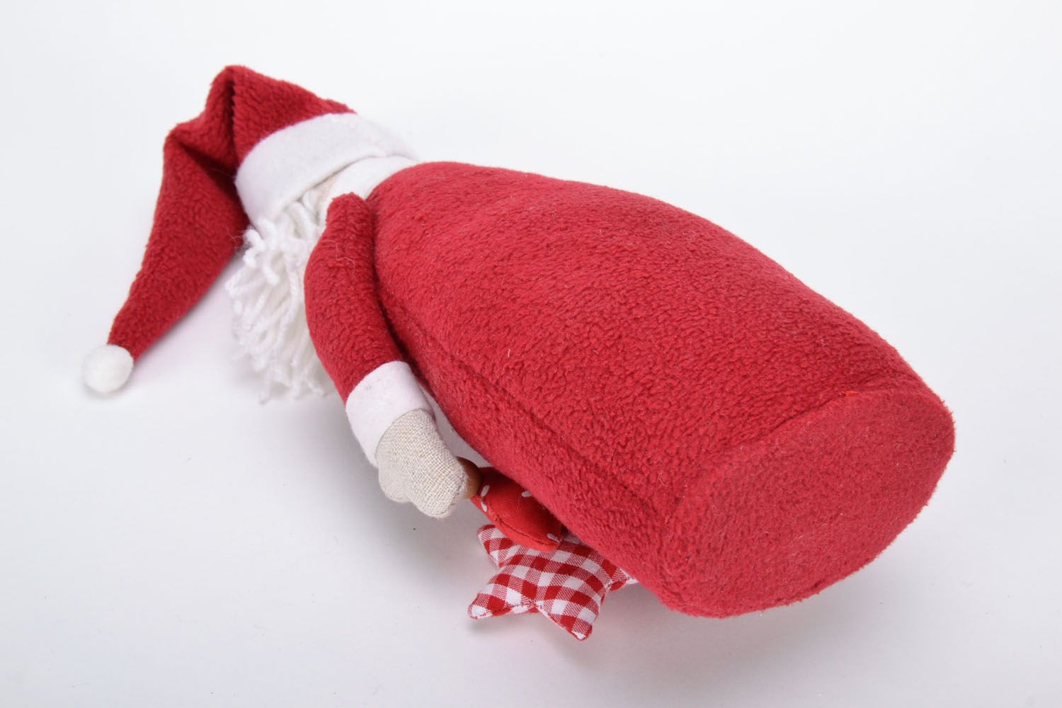 Poupée textile faite main Père Noël décorative belle originale rouge et blanc photo 4