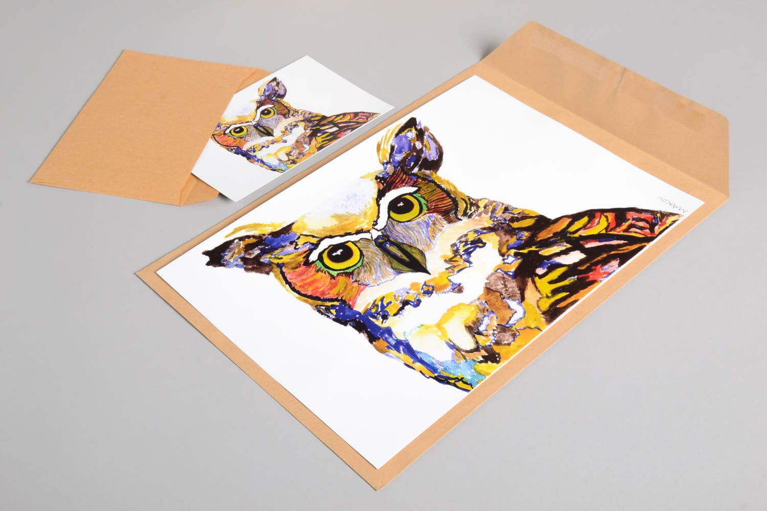 Открытка ручной работы сова необычный постер и красивая изящная открытка фото 3