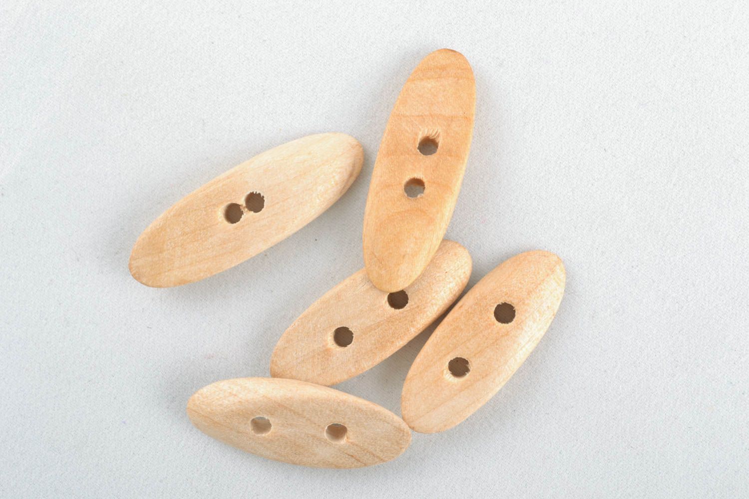 Set of long wooden buttons photo 1