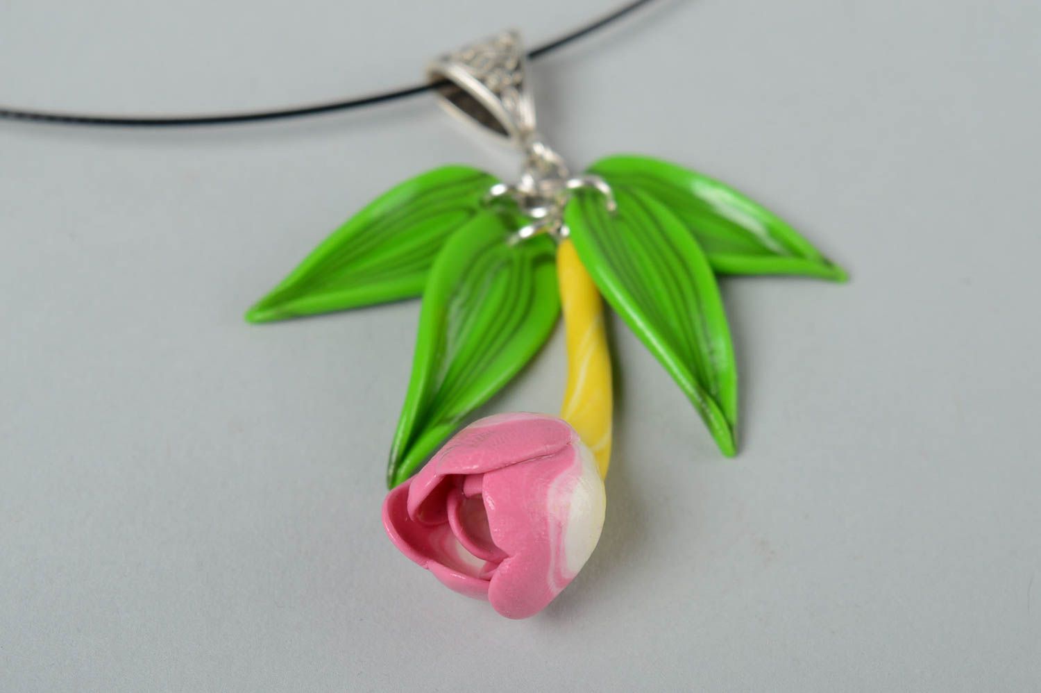 Schmuck Anhänger handmade Polymer Clay Schmuck Halskette für Frauen Blumen grell foto 4
