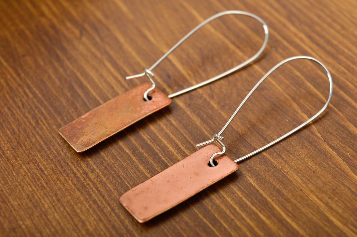 Handmade beautiful earrings stylish copper jewelry designer accessory photo 2