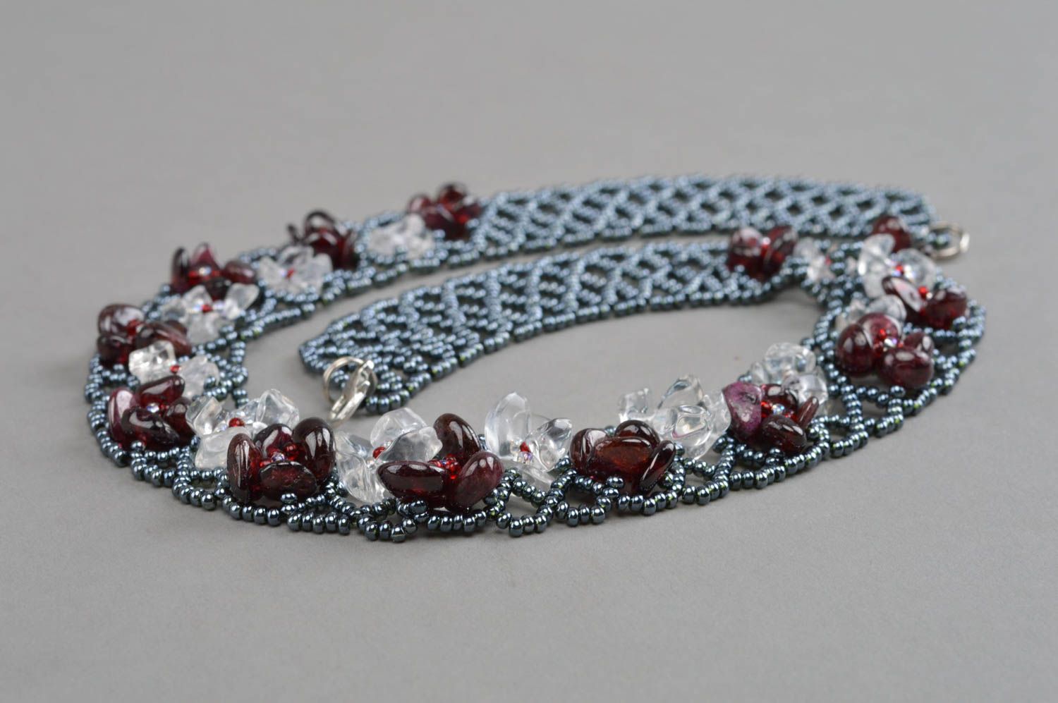 Handmade Glasperlen Halskette aus echten Steinen Designer Collier Kette  foto 4
